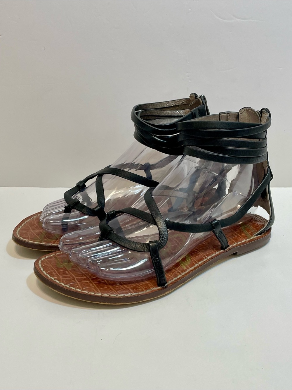 Sam Edelman Ginette Black Leather Strappy Gladiator Sandal Size 7.5
